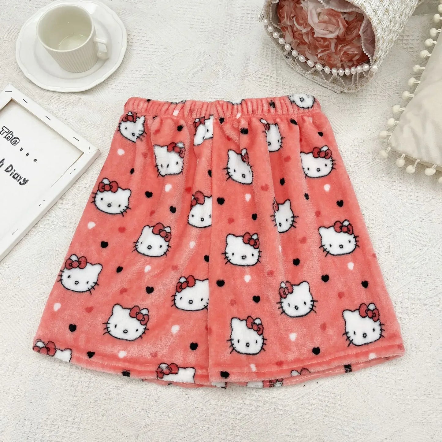 Christmas Sanrio Hello Kitty Pajamas Halloween Flannel Fashion Trouserswomen Kawaii Woolen Anime Cartoon Casual Home Pant Autumn
