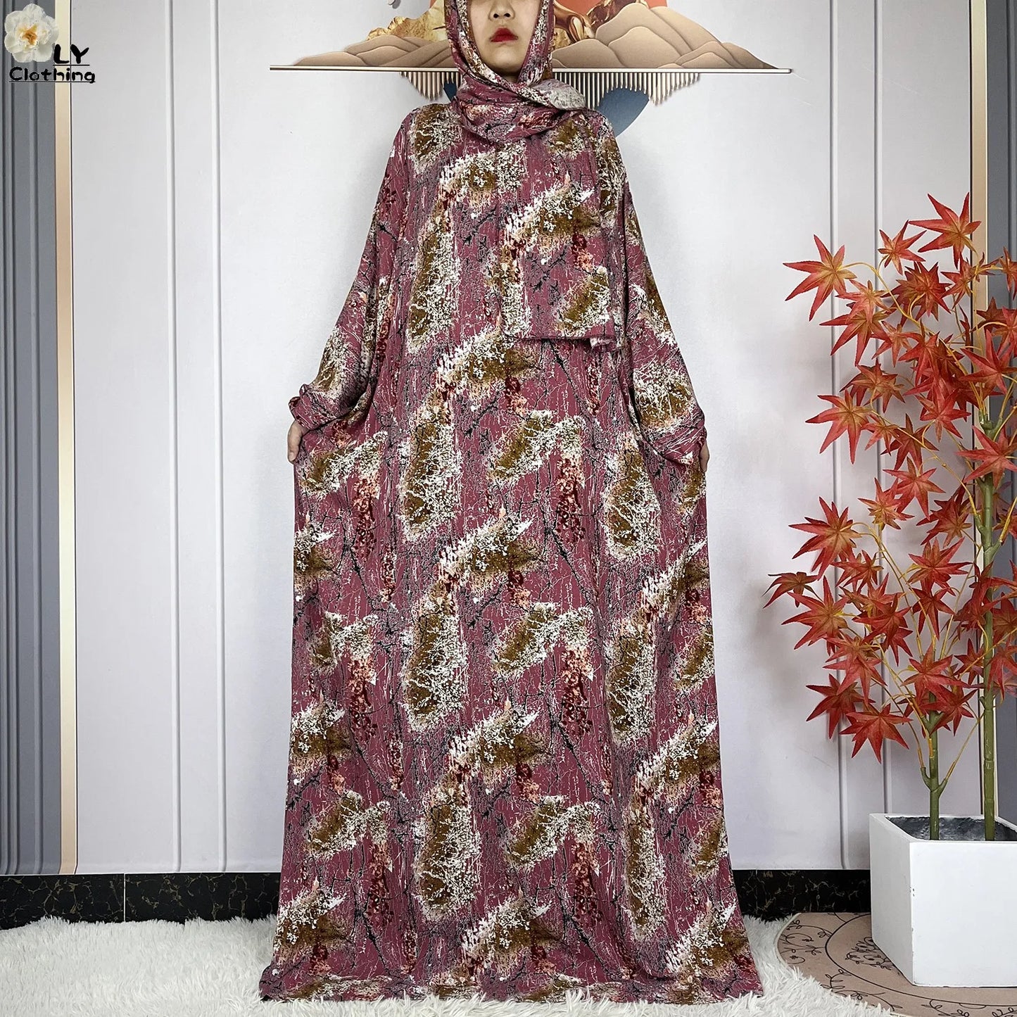 New Muslim Abayas Ramadan For Women Long Sleeves Dress Dubai Islam Loose Cotton Prayer Garment African Abaya Dress Connect Hijab