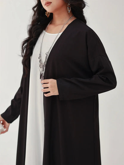 Middle-East Islamic Open Front Abaya Muslim Full Sleeve Loose Printed Elegant  Abayas Turkey Kaftans Women Jilbabs Maxi Dresses