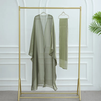 2 Piece Kimono Abaya Hijab Set Muslim Party Dress African Islam Outfit Abayas for Women Dubai Kaftan Robe Ramadan Eid Vistidos