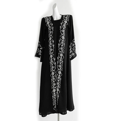 Black pen Abaya Eid Gold Embroidery Design Long Sleeve Dubai Abaya Women Muslim Dress