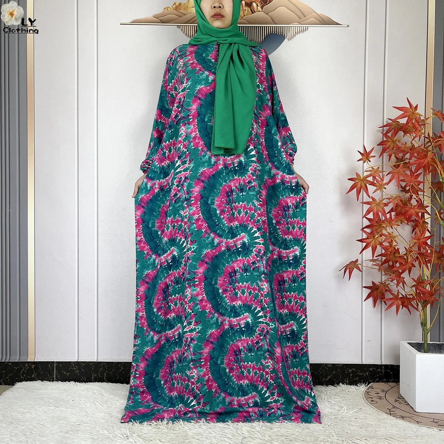 New Muslim Abayas Ramadan For Women Long Sleeves Dress Dubai Islam Loose Cotton Prayer Garment African Abaya Dress Connect Hijab