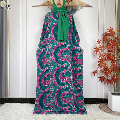 New Muslim Abayas Ramadan For Women Long Sleeves Dress Dubai Islam Loose Cotton Prayer Garment African Abaya Dress Connect Hijab