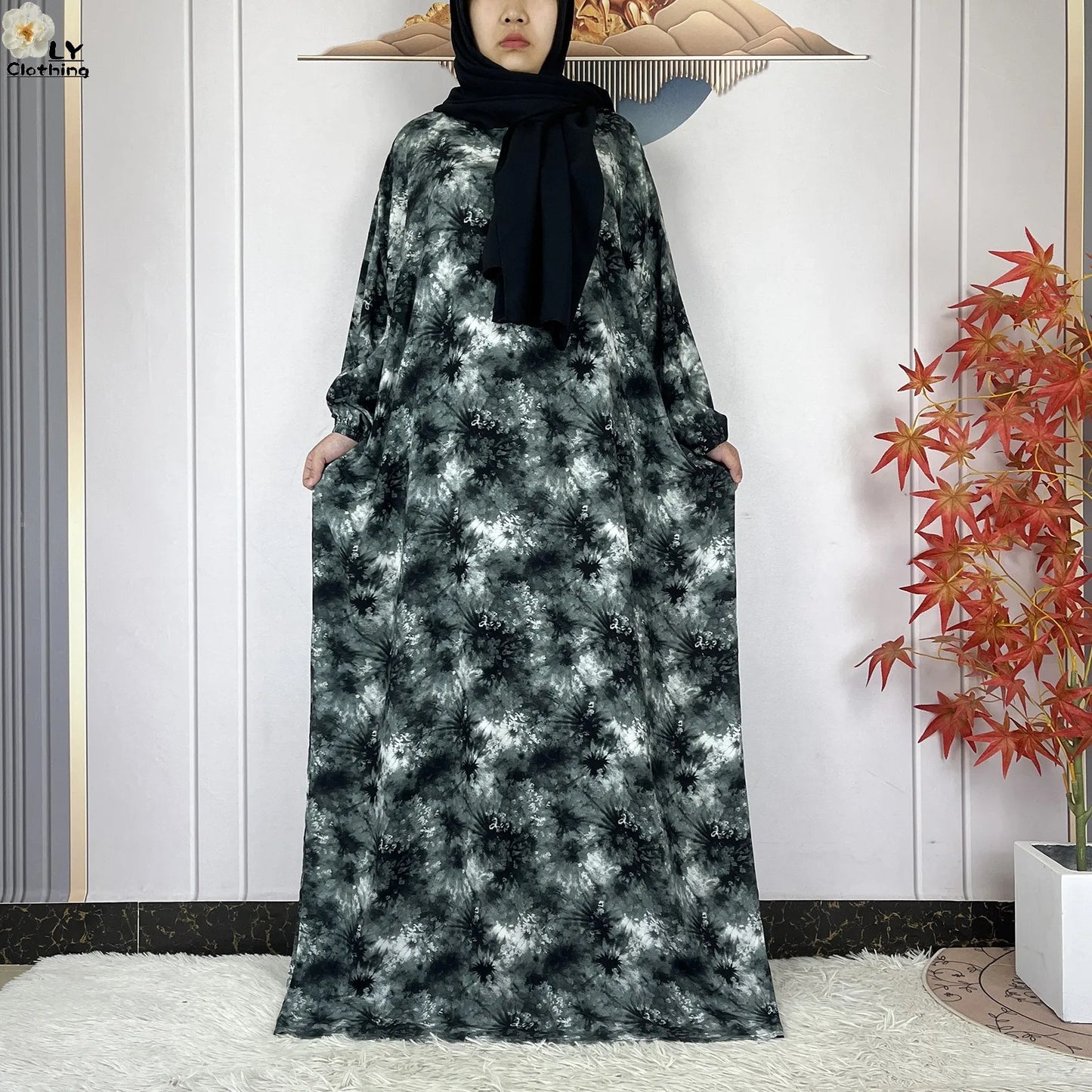 New Muslim Abayas Ramadan For Women Long Sleeves Dress Dubai Islam Loose Cotton Prayer Garment African Abaya Dress Connect Hijab
