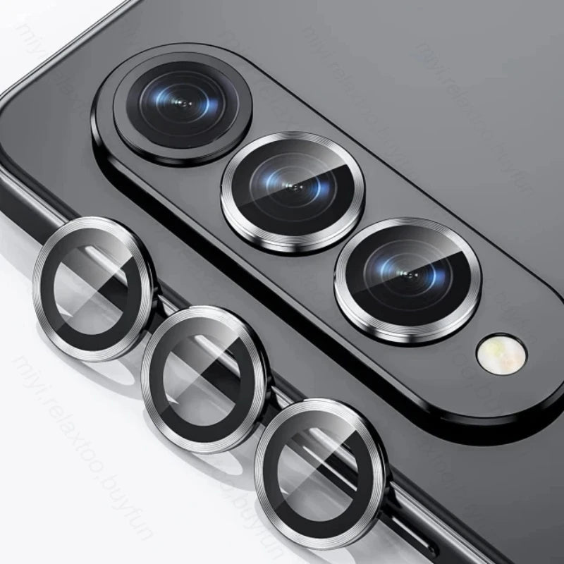 9D Tremp Glass Metal Ring Lens Cap For Samsung Galaxy Z Fold6 5G Back Camera Protector Cover SamsungZFold6 Samsungs Fold 6 2024