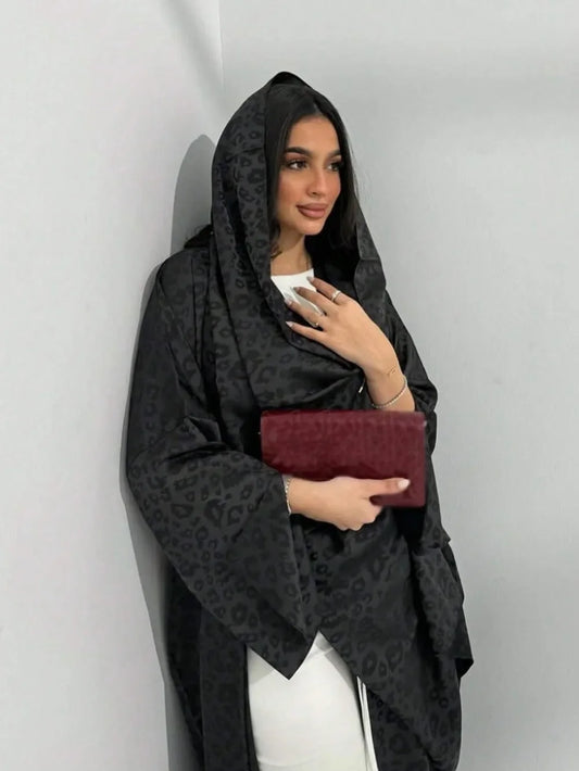 Middle Eastern Loose Abaya Muslim Women Full Sleeve Printed Abayas Casual Kaftans Jilbabs Ethnic Islamic Maxi Dresses With Hajib