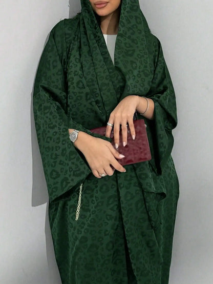 Middle Eastern Loose Abaya Muslim Women Full Sleeve Printed Abayas Casual Kaftans Jilbabs Ethnic Islamic Maxi Dresses With Hajib