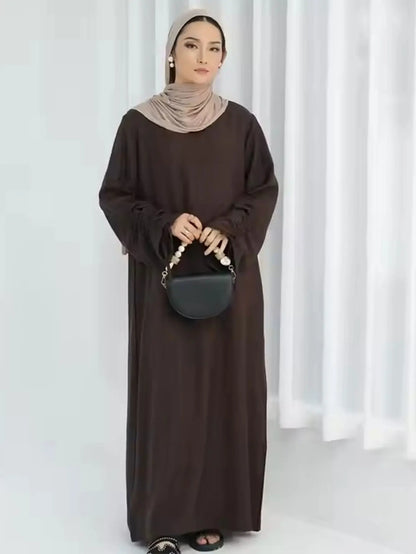 Islamic Modest Dress for Women Abaya Lace-up Sleeve Morocco Casual Ramadan Vestidos Prayer Kaftan Dubai Muslim Long Robe