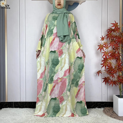 New Muslim Abayas Ramadan For Women Long Sleeves Dress Dubai Islam Loose Cotton Prayer Garment African Abaya Dress Connect Hijab