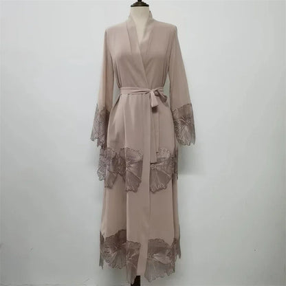 Maxi Dre Kimono Cardigan Flower Abaya Dubai Turkey Kaftan Islamic Clothing Arab Robe Gown